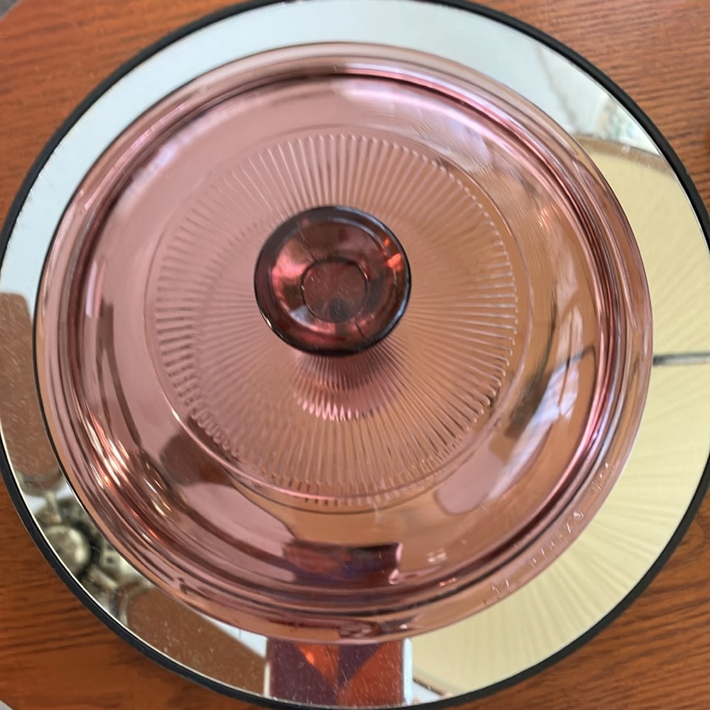VINTAGE CORNING VISION CRANBERRY 24oz RIBBED LIDDED CASSEROLE DISH V-30-B - Picture 5 of 11